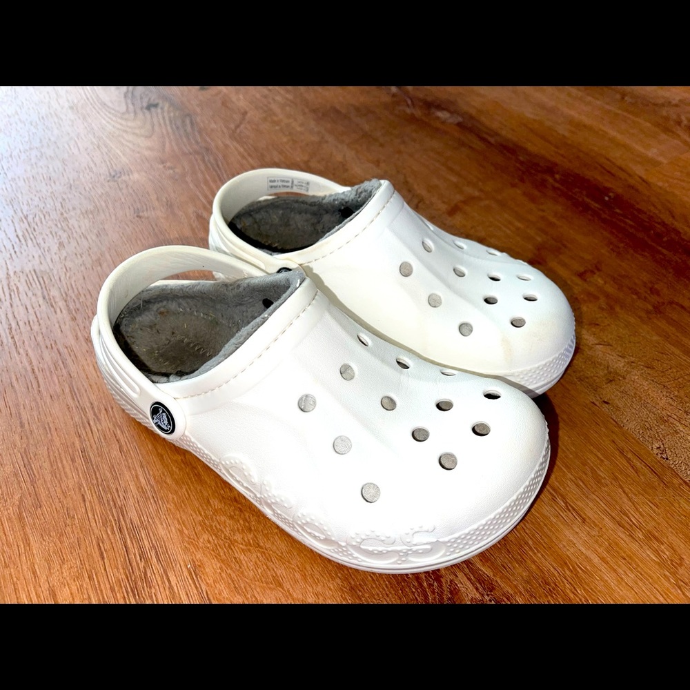 Crocs with the fur. Size 2. White